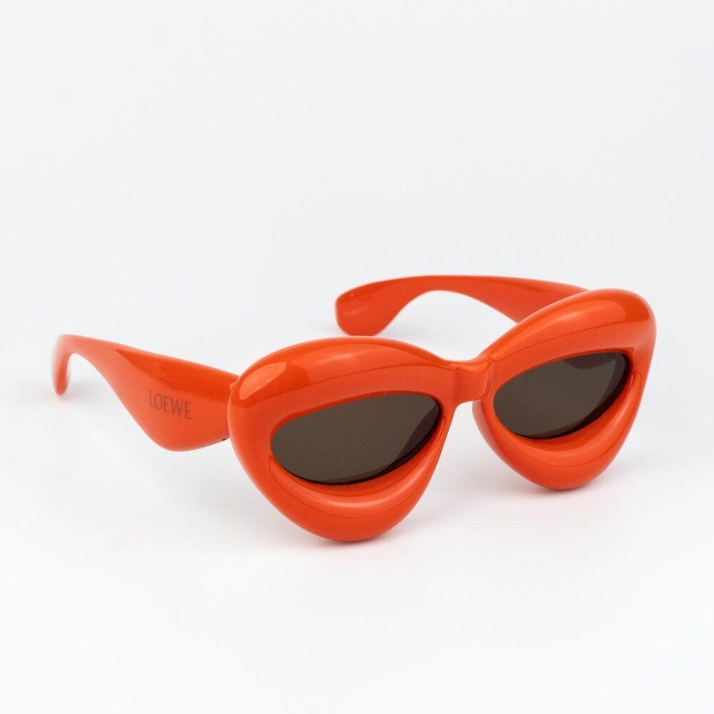 Loewe INFLATED Men Sunglasses Orange Brown Cat Eye LW40097I 42E NEW AUTHENTIC